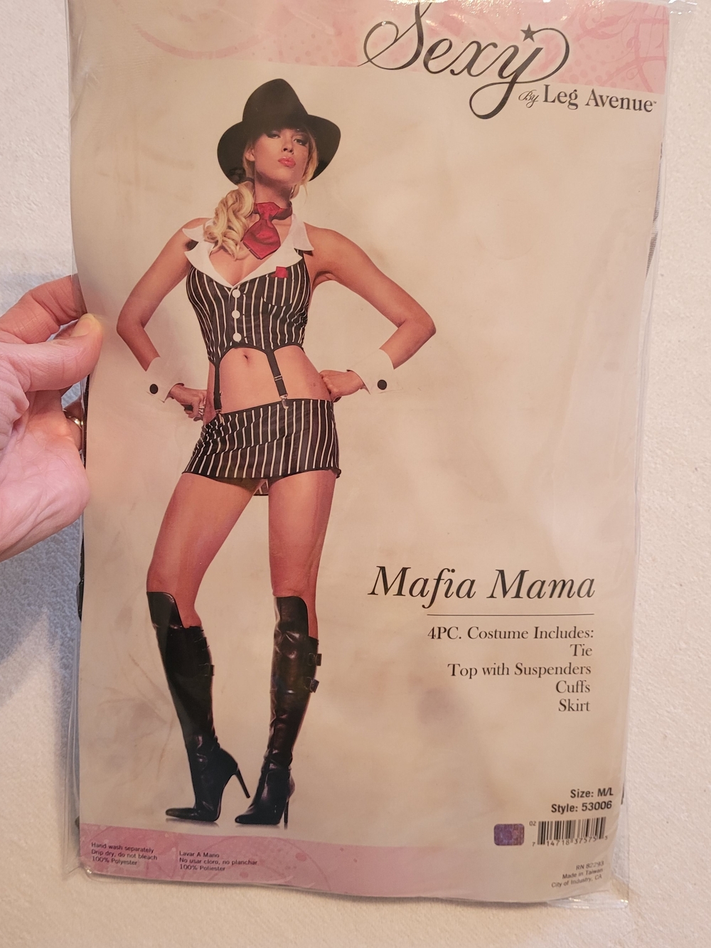Leg Avenue Black Pinstripe 'Mafia Mama' Costume, Size M/L